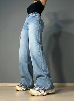 Джинсы женские Sherocco 5218 WIDE LEG палаццо с резинкой на талии большие размеры 36 голубые