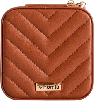 Szkatułka na biżuterię Homla Rinas w przeszycia w jodełkę brązowa 10,5x10,5x5 cm (5906496752827)
