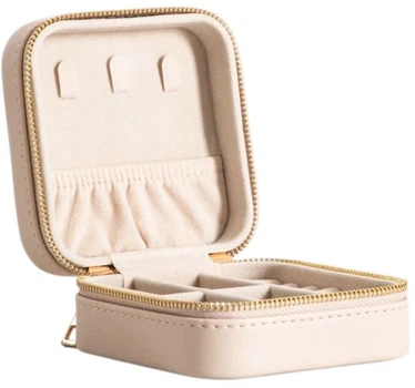 Szkatułka na biżuterię Homla Rinas w przeszycia w pasy beżowa 10,5x10,5x5 cm (5906496752810)