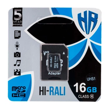 Карта пам'яті Hi-Rali MicroSDHC UHS-1, 16 Гб., Чорний - 318951