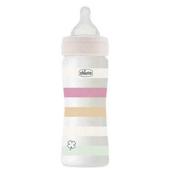 Бутылочка пластик Chicco Well-Being Colors, 250мл, соска силикон, 2м+, цвет розовый (28623.11)