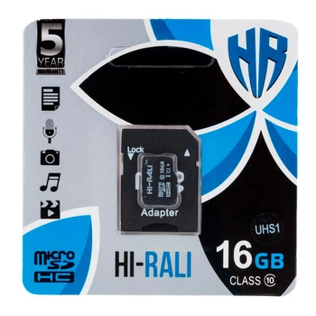 Карта памяти Hi-Rali MicroSDHC UHS-1, 16 Гб., Черный - 318952