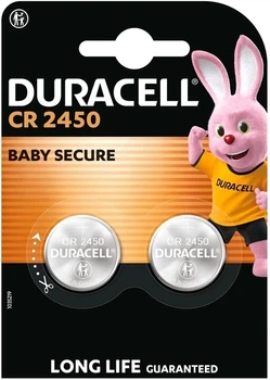 Батарейки Duracell CR 2450 Lithium 3V літієві кнопкові (таблетка) 2 шт для ваг, брелка сигналізації, годинника
