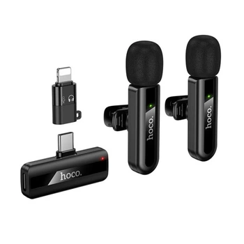 Микрофон беспроводной петличный Hoco L20A Fair dual-mic wireless Type-C Lightning Черный