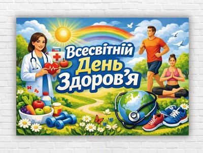 Бумажный плакат "Всемирный день здоровья" 110х75 см