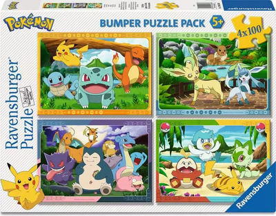 Zestaw puzzli Ravensburger Pokemon 4 x 100 elementów 12004286 (4005555042860)