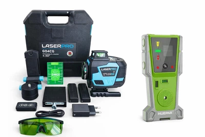 Лазерный уровень LASERPRO GO-4CG 4D (16 линий) + Приемник + 2 АКБ: Немецкие диоды OSRAM, Дисплей, Гарантия 12 мес.