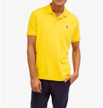 Мужская футболка-поло U.S. Polo Assn. Interlock — 100% Cotton — Yellow — Premium Quality L жёлтая