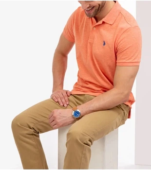 Чоловічі футболки-поло U.S. Polo Assn Pique Small Logo з розчесаної бавовни піке S помаранчева