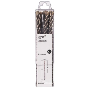 Бур SDS-PLUS 4C Contractor MILWAUKEE, діаметр 10х160х90мм, (10шт)
