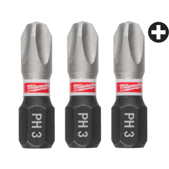 Бита SHOCKWAVE MILWAUKEE, PH3, 25мм, (3шт)