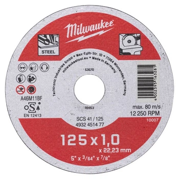 Диск отрезной MILWAUKEE D 125 мм по металлу SCS 41/125х1 (4932451477)