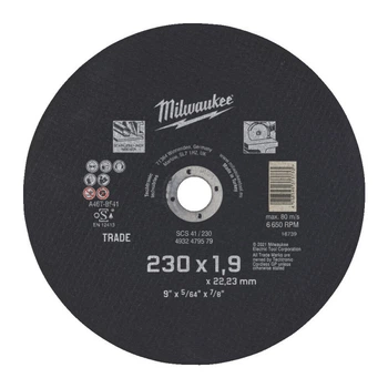 Диск відрізний MILWAUKEE Trade, SCS 41/230x1,9, діаметр 230мм (4932479579)
