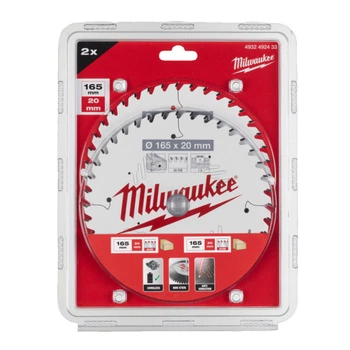 Набор дисков пильных MILWAUKEE, диаметр 165х20х40зуб. (2шт 4932492433)