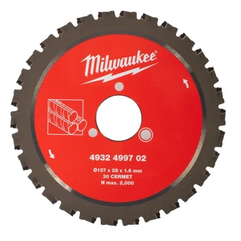 Диск пильный по металлу MILWAUKEE для резака арматуры диаметр 137x28x1,6мм, 30зуб