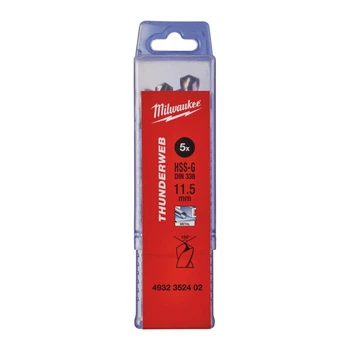 Сверло по металлу THUNDERWEB HSS-G MILWAUKEE DIN338, диаметр 11,5x142х94мм, (5шт), пластиковая коробка