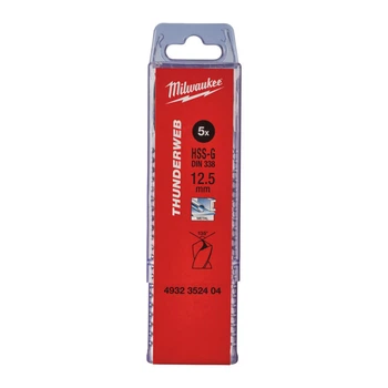 Сверло по металлу THUNDERWEB HSS-G MILWAUKEE DIN338, диаметр 12,5x151х101мм, (5шт), пластиковая коробка