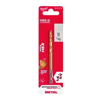 Сверло по металлу RedHEX SHOCKWAVE HSS-TiN MILWAUKEE, диаметр 5,5х104х60мм
