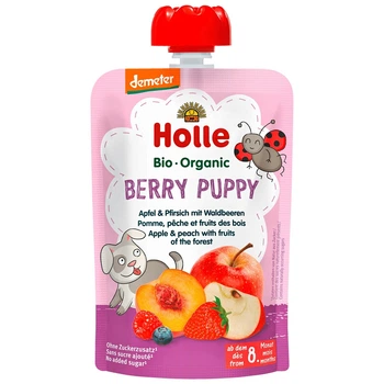 Пюре Berry Puppy з яблуком персиком і лісовими ягодами органічне з 8 місяців Holle 100 г (19077303)