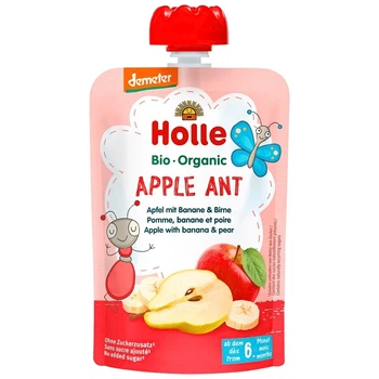 Пюре Apple Ant з яблуком бананом і грушею органічне з 6 місяців Holle 100 г (19077301)
