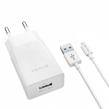 Сетевое зарядное устройство для BAVIN PC895Y-M 18W USB-A 2.4A Fast Charging + кабель USB-A/Micro-USB White
