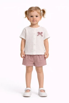 Комплект из кофточки и шорт ЛИО бело-розовый 98