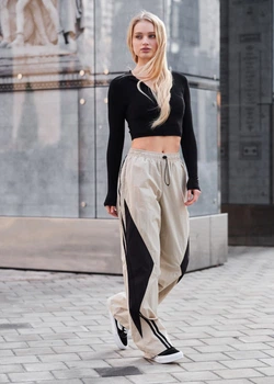 Брюки Женские Стаф Черные Светло-бежевые Спортивные Staff Spo Black & Light Beige M (384085)
