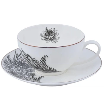 Чашка Astera.Charm.Floral Black Color 400 мл блюдце (A0530-CS410-C)
