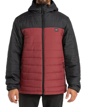 Чоловіча стьобана куртка Billabong Surf Check з капюшоном чорно-бордового кольору S F1JK36 147 (S)