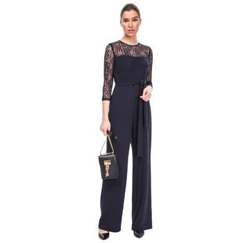 Жіночий елегантний темно-синій мереживний комбінезон DKNY S DD8J1830 BOO (4)