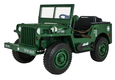 Електричний автомобіль для дітей Wojskowy Retro Strong 3-місний Зелений (5903864950076)