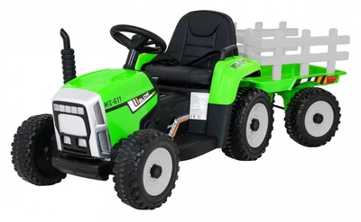 Електричний трактор для дітей Blow з причепом 1-місний зелений (5903864908176)