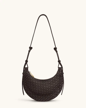 Женская сумка на плечо JW PEI Sharon Woven Crossbody Bag Coffee brown (123943)