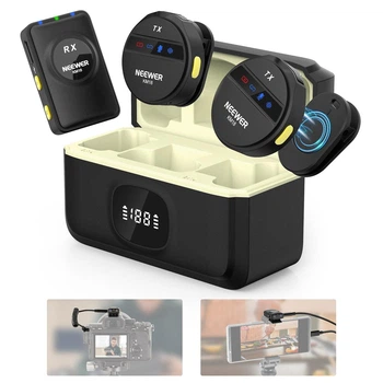Беспроводная микрофонная система NEEWER KM18 (1RX + 2TX) петличный микрофон для камеры, смартфона и ПК