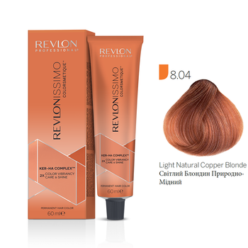 Краска для волос 8.04 Светлый блонд натурально-медный Revlon Professional Revlonissimo Colorsmetique 60 мл