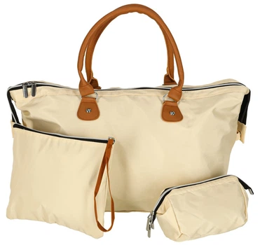 Torba do wózka Ikonka KX3365_1 podróżna wielofunkcyjna dla mamy zestaw Beżowa (5903039757691)