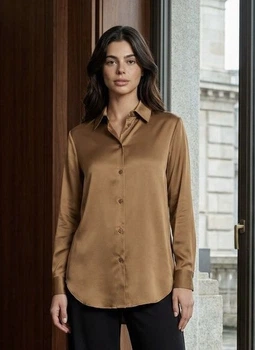 Сорочка з шовку Армані L-XL. Шоколад