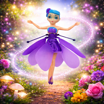 Интерактивная летающая фея Flying Fairy фиолетовая — игрушка с управлением от руки HD-908