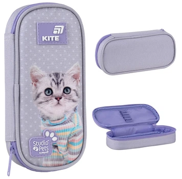 Пенал школьный Kite Studio Pets 21x8.5x4.5 см Серый (SP26-662)
