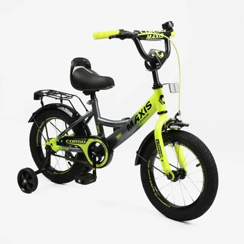 Детский двухколесный велосипед 14" дюймов Corso MAXIS MX-003 стальная рама 1 скорость. Yellow and Black (188428)