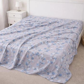 Простынь без резинки Бязь Azure Bloom 150*220 см Голубой