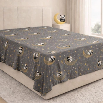 Простынь без резинки Бязь Moonlight Panda 200*220 см Серый