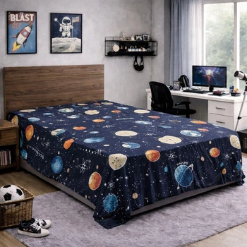 Простынь без резинки Бязь Cosmic Dream 180*220 см Темно-Синий