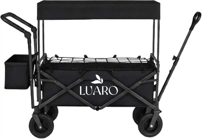 Туристичний візок KIK LUARO складаний пляжний з козирком та сіткою Чорний (5903039770898)