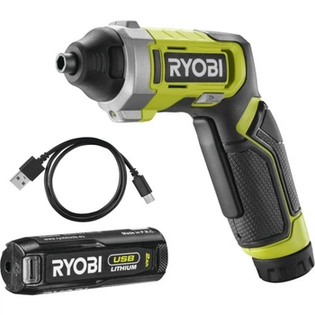 Отвертка аккумуляторная Ryobi RSD4-120T 4В, USB, Lithium, 1х2Ah, 5Нм, 200об/мин, кейс, 10 насадок (5133006210) Ryobi 5133006210 992501