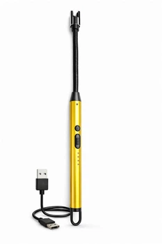 Зажигалка USB электронная гибкая 26 см для свечей, плиты и мангала золотая