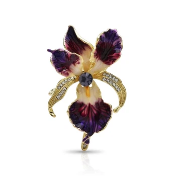 Брошь BROCHE бижутерия Цветы Орхидея с кристаллами фиолетовая BRBF115363