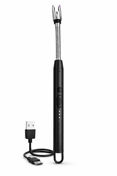 Запальничка USB електронна гнучка 26 см для свічок, плити та мангалу чорна