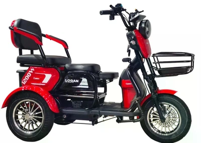 Електричний трицикл Corso «Logan Pro» LN-617072 (1) + 1 ЯЩИК АКУМ, двигун 1200W, акумулятор 72V/28Ah, колеса 300-10, в коробці - Червоний