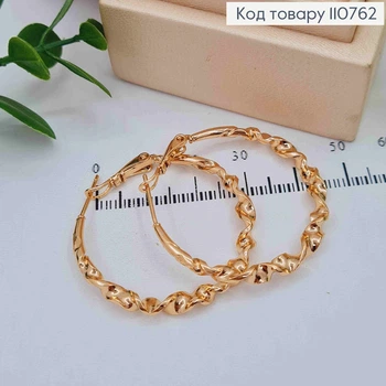 Серьги кольца "Спираль", диаметр 3.5см, итальянская застежка, XUPING 18К